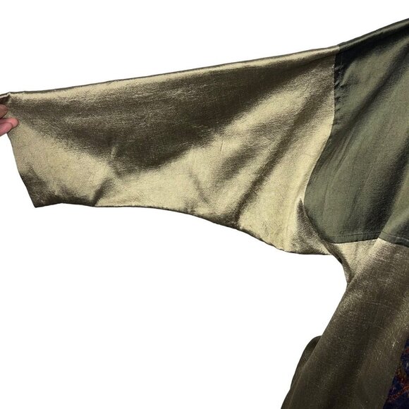 Mekong River Textiles Womens Kimono Jacket Size S Green Fair Trade Ikat Collar - Picture 9 of 9